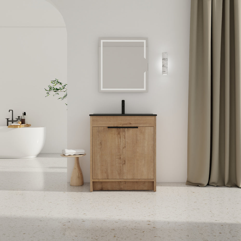 36" Freestanding Bathroom Vanity with White Ceramic Sink & 2 Soft-Close Cabinet Doors ((KD-PACKING),BVB02436IMO-F-BL9090B
