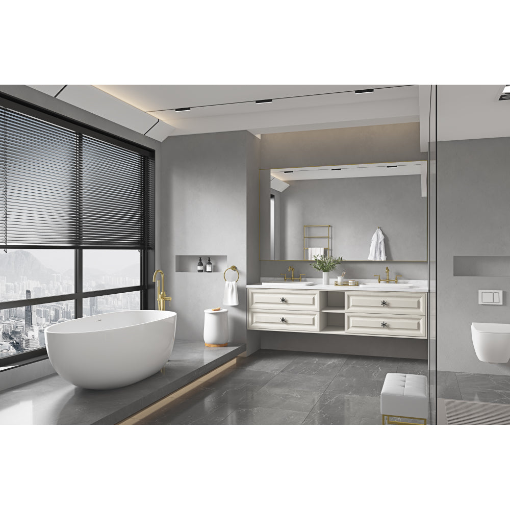 72in. W x 48in. H Metal Framed Bathroom Mirror for Wall, Rectangle Mirror, Bathroom Vanity Mirror Farmhouse, Anti-Rust, Hangs Horizontally