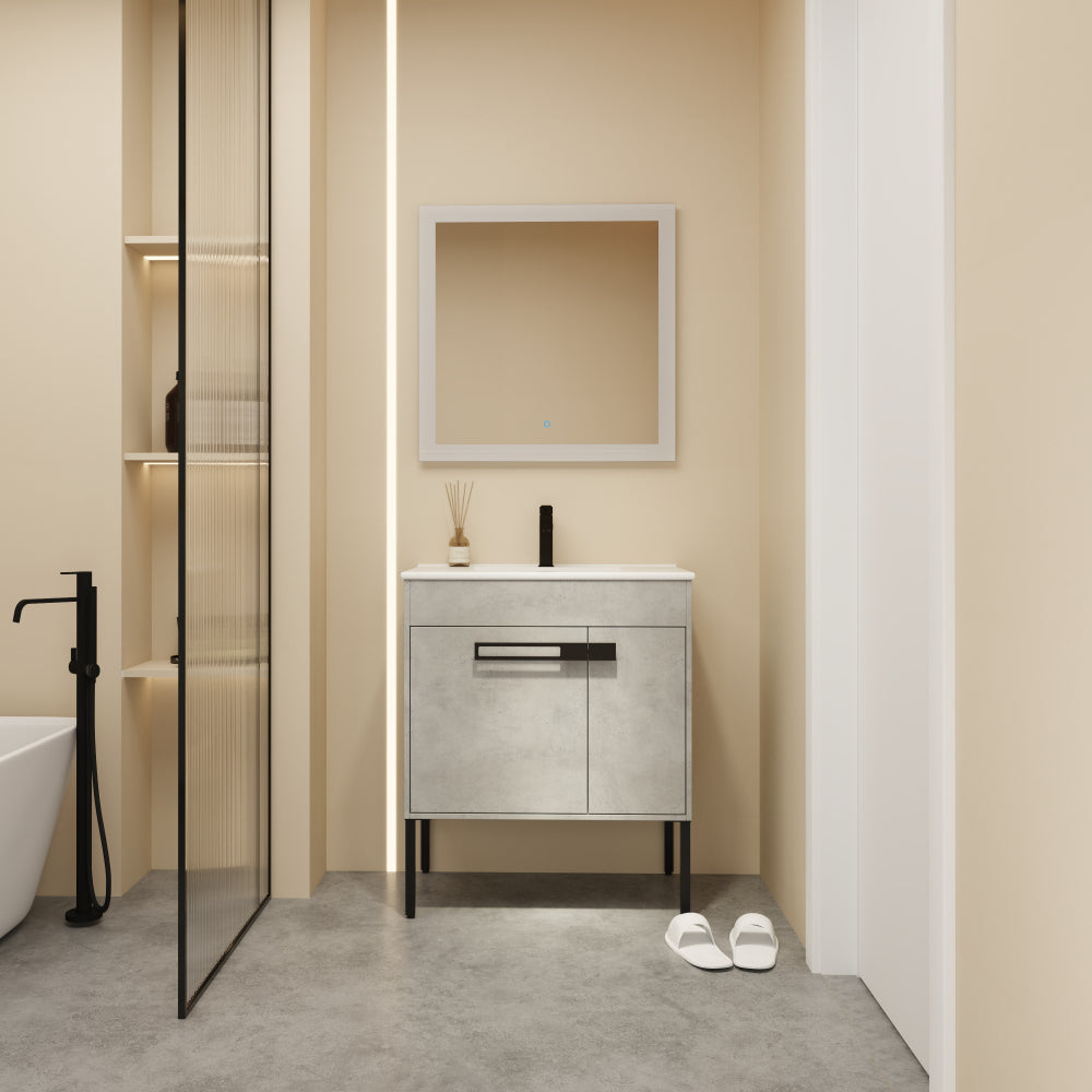 24 Inch Bathroom Vanity, Freestanding Bathroom Vanity or Floating is Optional Conversion-00324CG-1-G-BL9060B(KD-Packing)