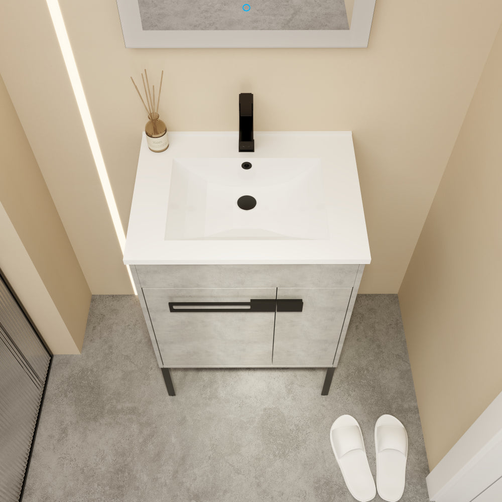 24 Inch Bathroom Vanity, Freestanding Bathroom Vanity or Floating is Optional Conversion-00324CG-1-G-BL9060B(KD-Packing)