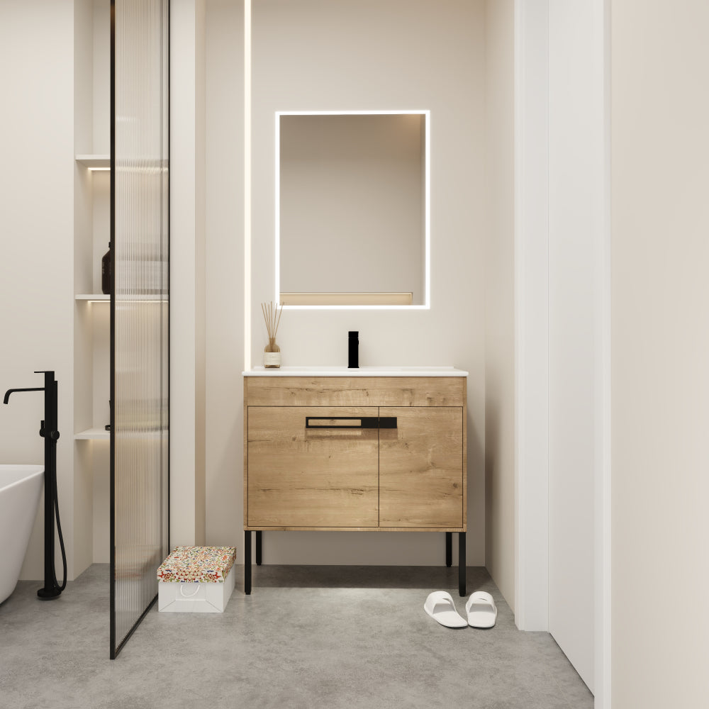 24 Inch Bathroom Vanity, Freestanding Bathroom Vanity or Floating is Optional Conversion-00324CG-1-G-BL9060B(KD-Packing)
