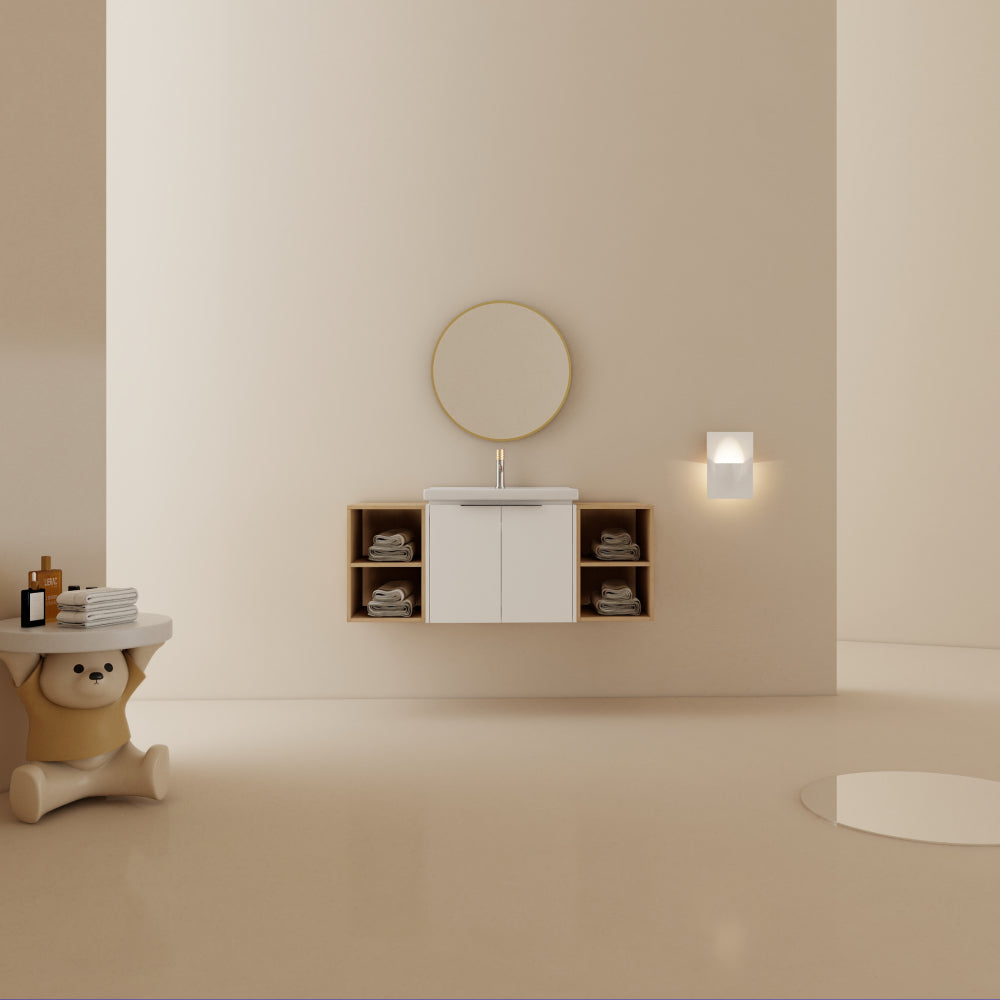 28 Inch Soft Close Doors Bathroom Vanity With Sink, For Small Bathroom (KD-Packing)