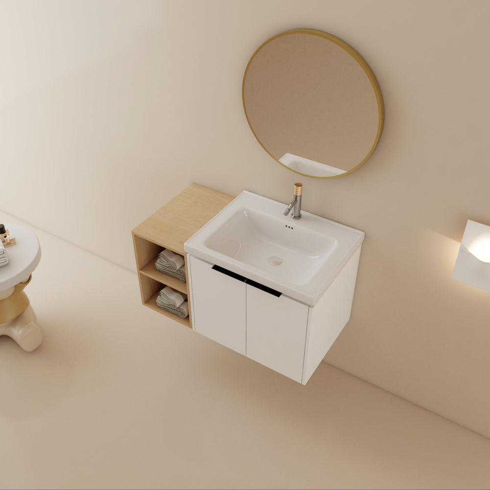 36 Inch Soft Close Doors Bathroom Vanity With Sink, and A Small Storage Shelves,BVC07436WHLTK