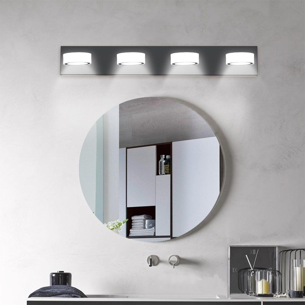 52" Modern 7-Light LED Vanity Light Fixture - Chrome Finish with Acrylic Light Shades - Energy-Efficient Bathroom Wall Sconce - Dimmable for Mirror, Shower, and Bathroom Decor