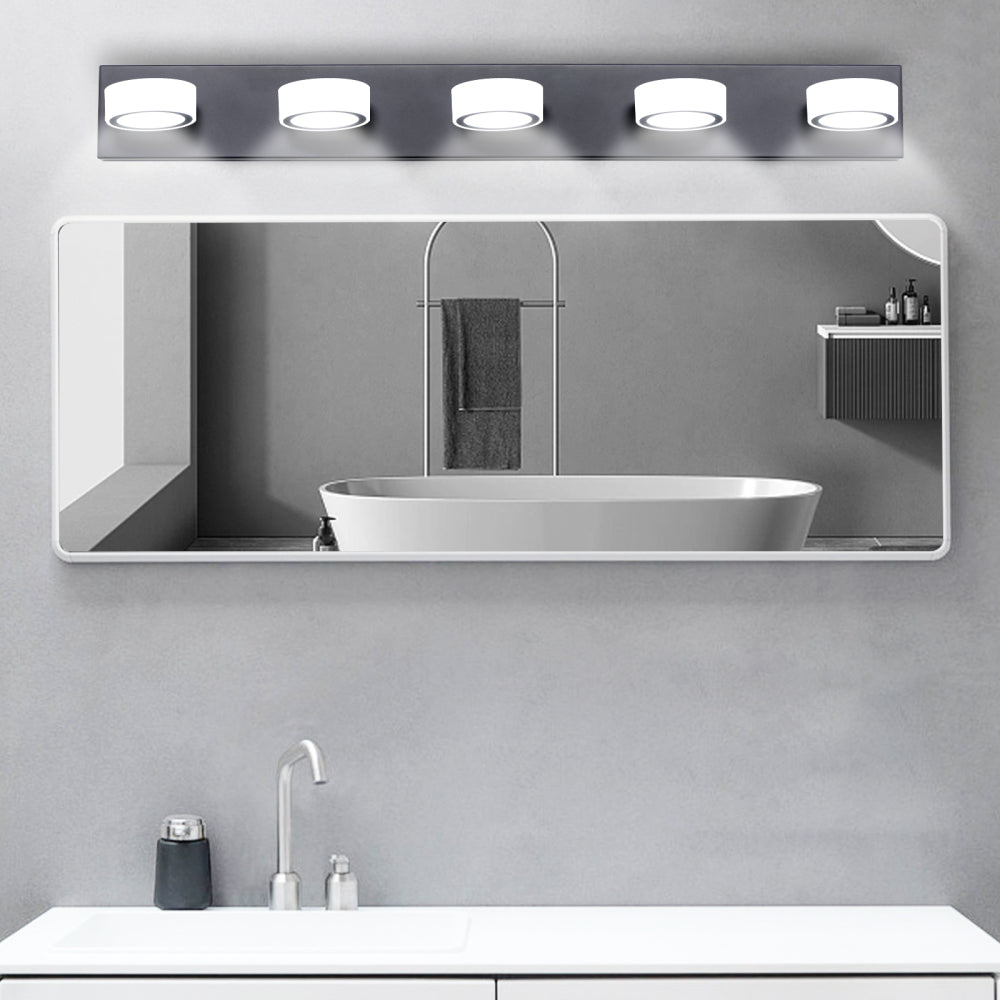 52" Modern 7-Light LED Vanity Light Fixture - Chrome Finish with Acrylic Light Shades - Energy-Efficient Bathroom Wall Sconce - Dimmable for Mirror, Shower, and Bathroom Decor