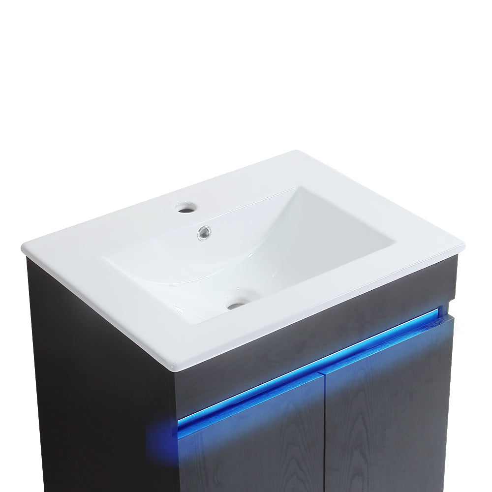 30''Bathroom Vanity with metal kickstand,black (Without ceramic basin)