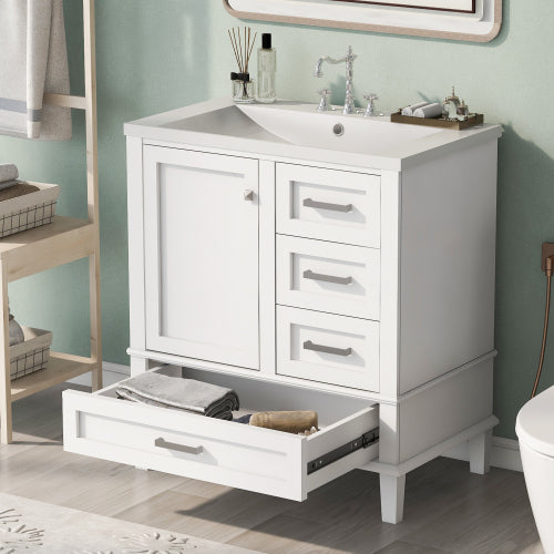 30" Bathroom Vanity , Modern Bathroom Cabinet with Sink Combo Set, Bathroom Storage Cabinet with a Soft Closing Door and 3 Drawers, Solid Wood Frame(Blue)