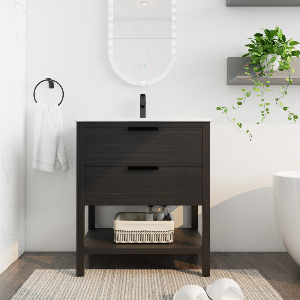 30 Inch Bathroom Vanity Plywood With 2 Drawers(BVB01030IMO-BL9075BK)