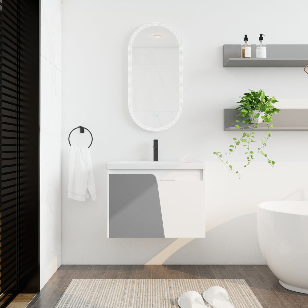 24 Inch Wall-Mounted Bathroom Vanity With Sink, For Small Bathroom (KD-Packing)