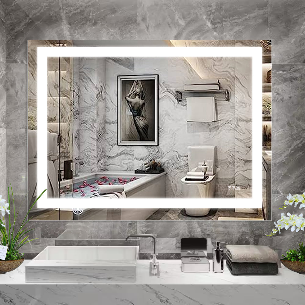 72" x 36" LED Bathroom Mirror with Anti-Fog and Touch Sensor – Modern Frameless Lighted Wall Mirror for Bathroom Vanity, Shower Room, or Dressing Area