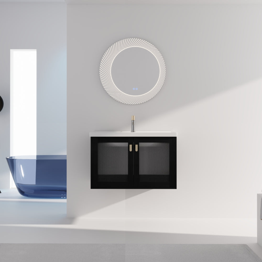 32Inch Freestanding Bathroom Vanity Plywood With Ceramic Sink, Soft Closing Door (KD-Package)