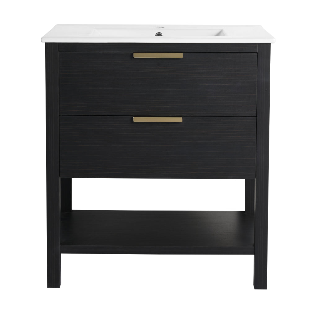 30 Inch Bathroom Vanity Plywood With 2 Drawers(BVB01030IMO-BL9075BK)