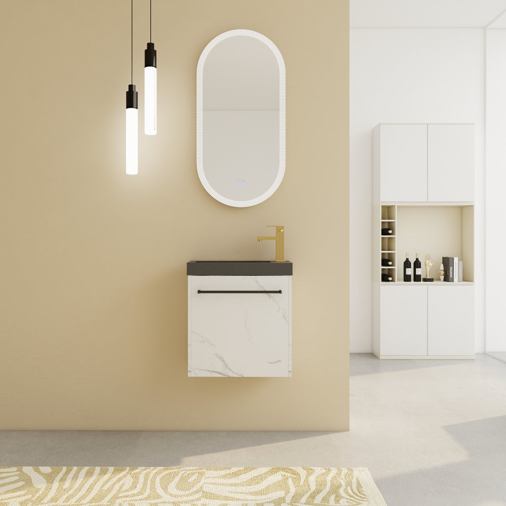 Melamine cabinet 20'' Floating Wall-Mounted Bathroom Vanity with Resin Sink & Soft-Close Cabinet Door