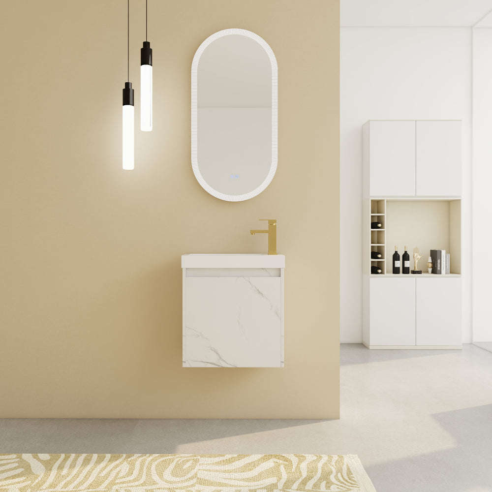 Melamine cabinet 20'' Floating Wall-Mounted Bathroom Vanity with Resin Sink & Soft-Close Cabinet Door