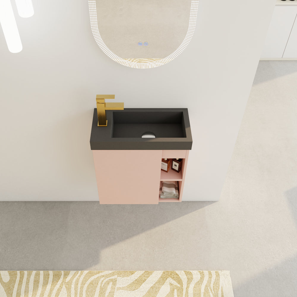 Melamine cabinet 20'' Floating Wall-Mounted Bathroom Vanity with Resin Sink & Soft-Close Cabinet Door