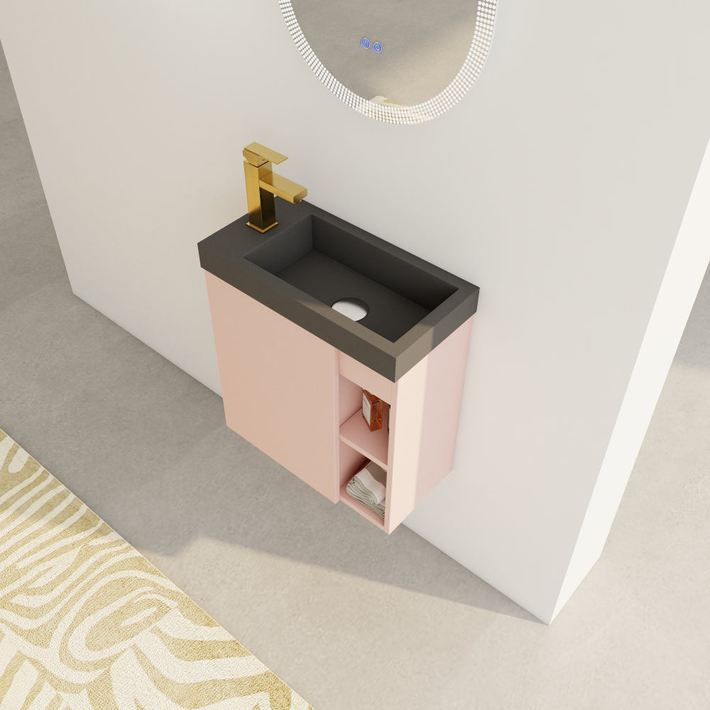 Melamine cabinet 20'' Floating Wall-Mounted Bathroom Vanity with Resin Sink & Soft-Close Cabinet Door