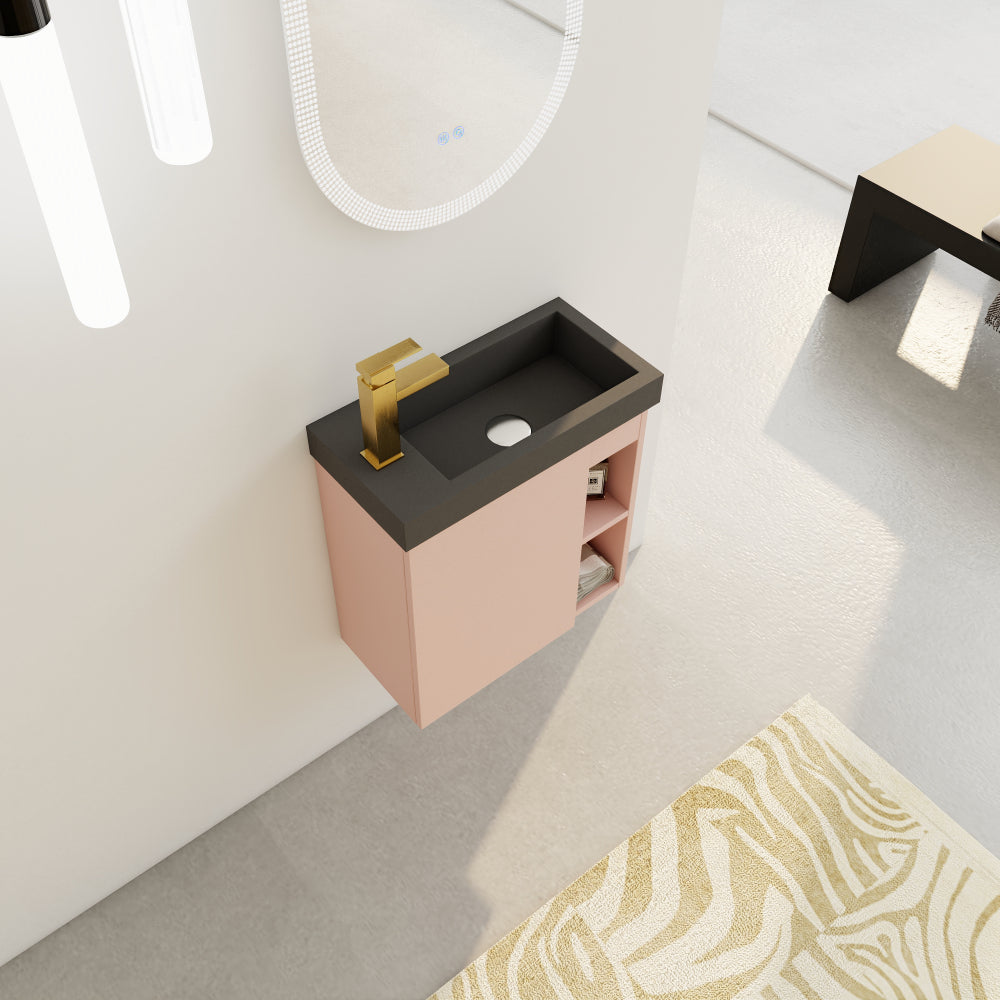 Melamine cabinet 20'' Floating Wall-Mounted Bathroom Vanity with Resin Sink & Soft-Close Cabinet Door