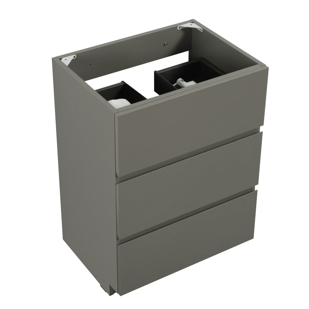 Melamine cabinet Alice-24F-102,Floor cabinet WITHOUT basin, Gray color, With three drawers, Pre-assembled