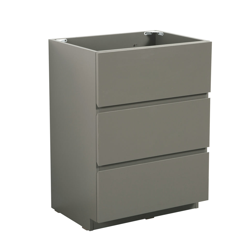 Melamine cabinet Alice-24F-102,Floor cabinet WITHOUT basin, Gray color, With three drawers, Pre-assembled