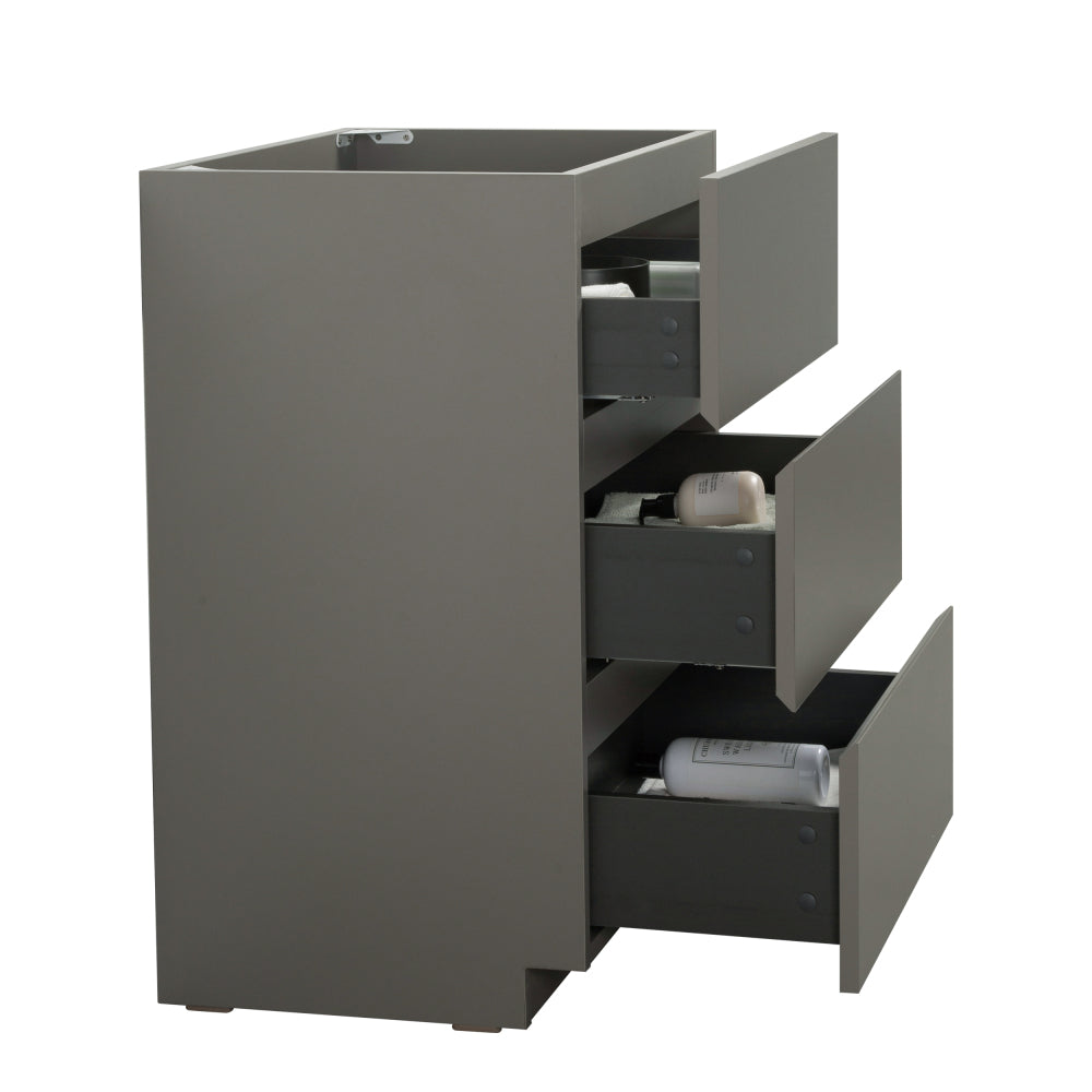 Melamine cabinet Alice-24F-102,Floor cabinet WITHOUT basin, Gray color, With three drawers, Pre-assembled