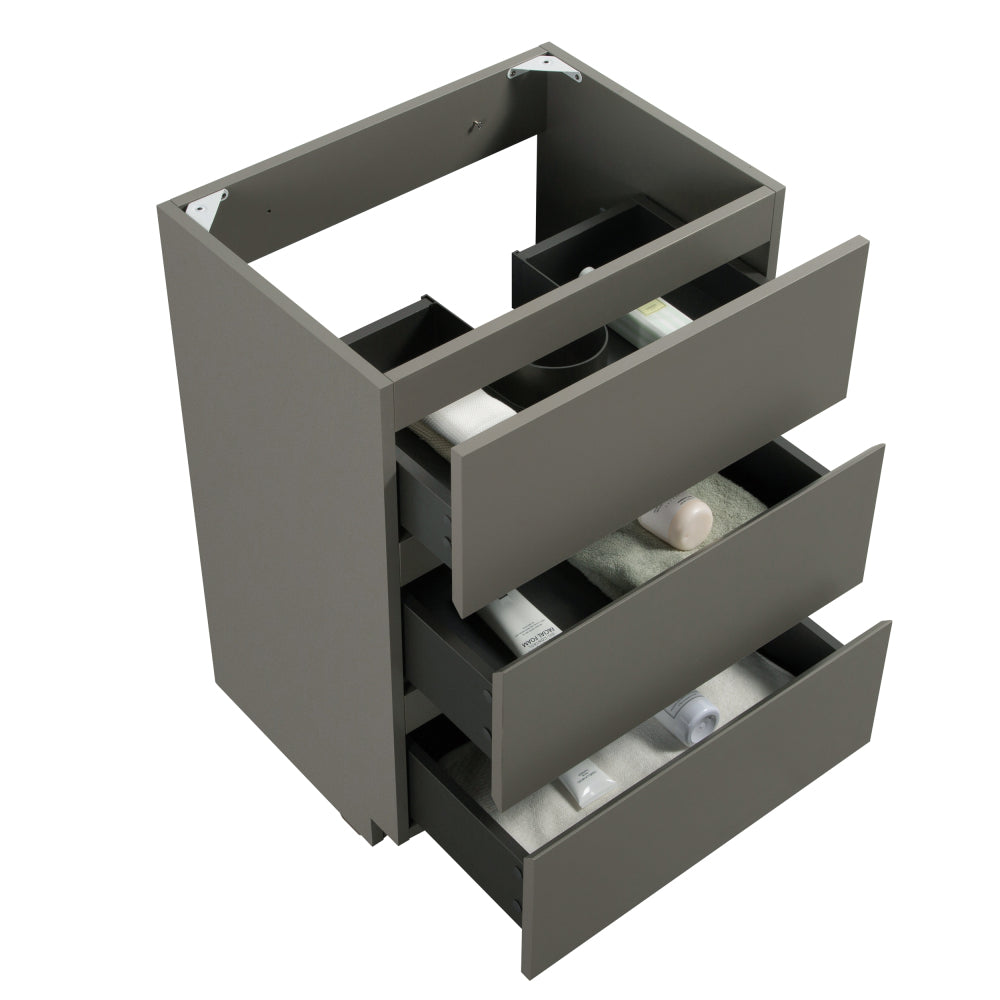 Melamine cabinet Alice-24F-102,Floor cabinet WITHOUT basin, Gray color, With three drawers, Pre-assembled