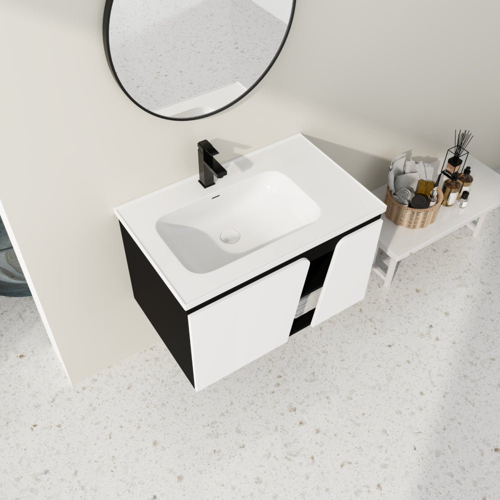 32' Floating Wall-Mounted Bathroom Vanity With Single Sink,& Soft-Close Cabinet Door