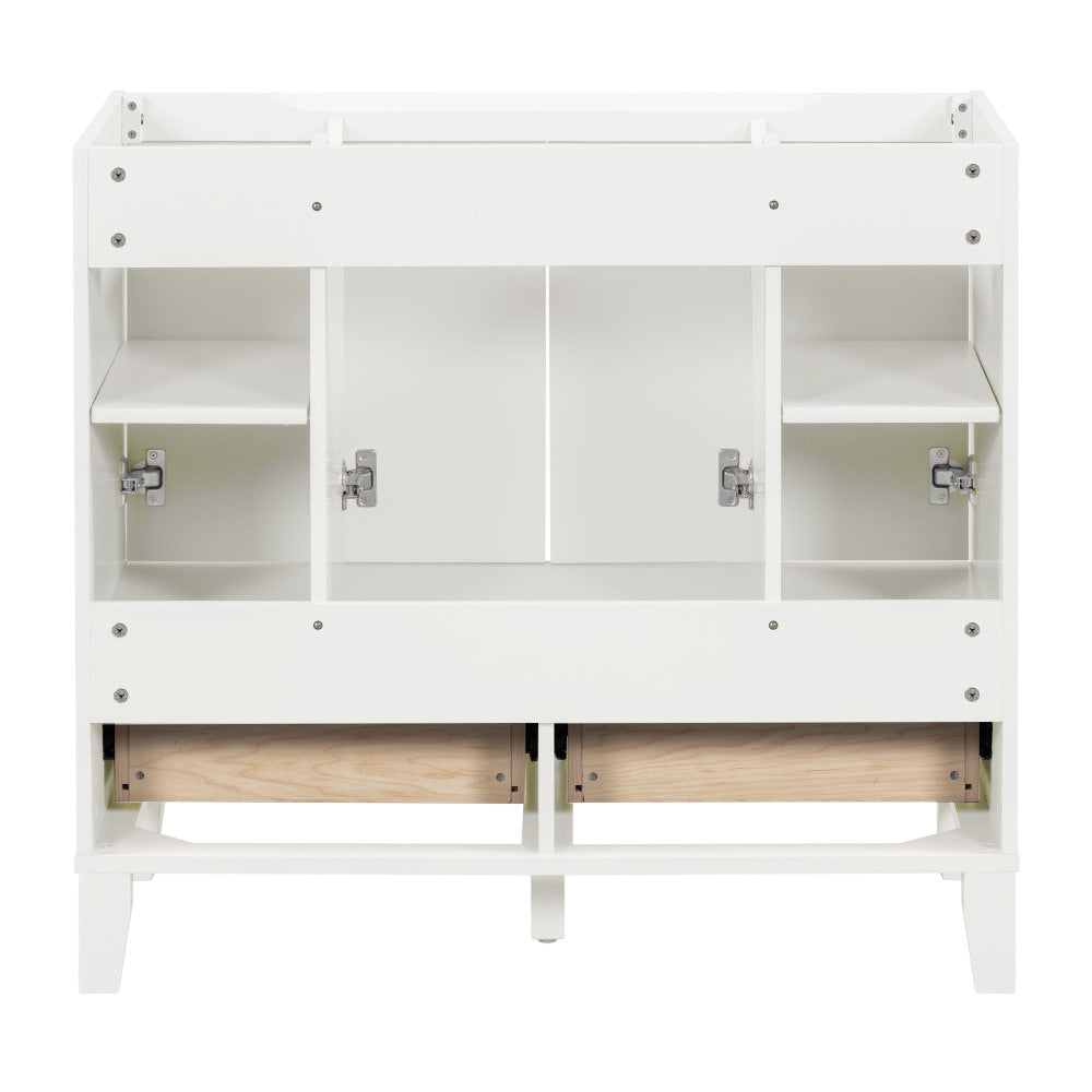 36'' Bathroom Vanity without Countertop,Solid Wood Frame Bathroom Storage Cabinet Only, Freestanding Vanity with 4 Soft Closing Doors& 2 Drawers
