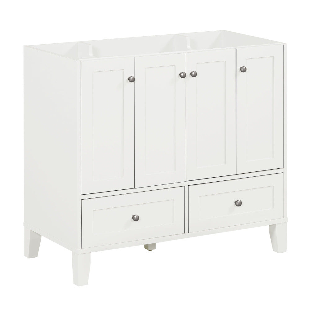 36'' Bathroom Vanity without Countertop,Solid Wood Frame Bathroom Storage Cabinet Only, Freestanding Vanity with 4 Soft Closing Doors& 2 Drawers