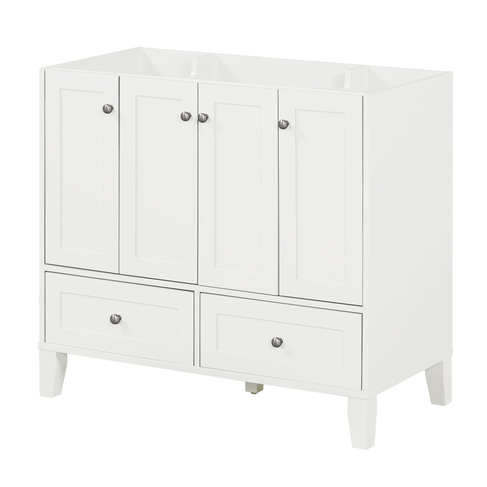 36'' Bathroom Vanity without Countertop,Solid Wood Frame Bathroom Storage Cabinet Only, Freestanding Vanity with 4 Soft Closing Doors& 2 Drawers