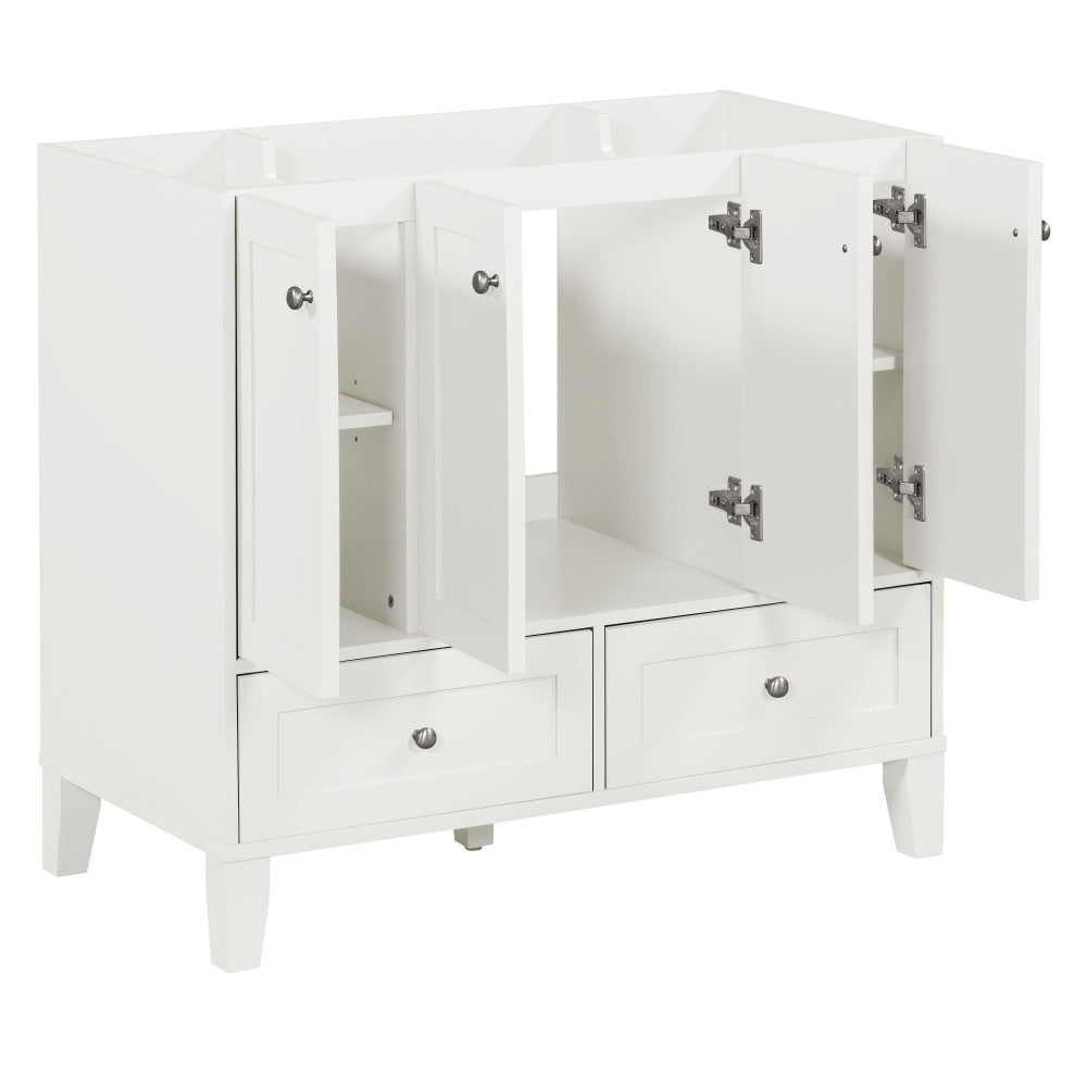 36'' Bathroom Vanity without Countertop,Solid Wood Frame Bathroom Storage Cabinet Only, Freestanding Vanity with 4 Soft Closing Doors& 2 Drawers