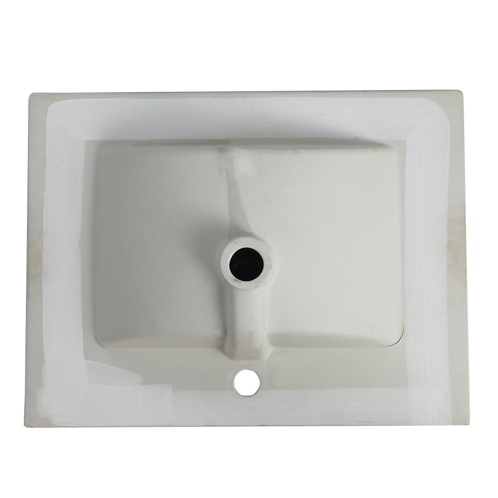 24 Inch Ceramic Vanity Top, 24"D x 18.3"W x 6.7"H, Glossy White(Only Basin)