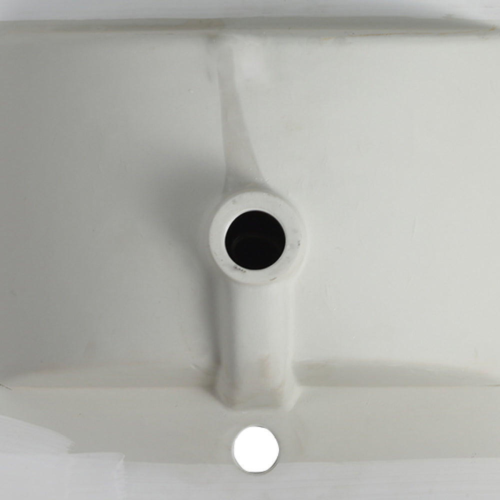 24 Inch Ceramic Vanity Top, 24"D x 18.3"W x 6.7"H, Glossy White(Only Basin)