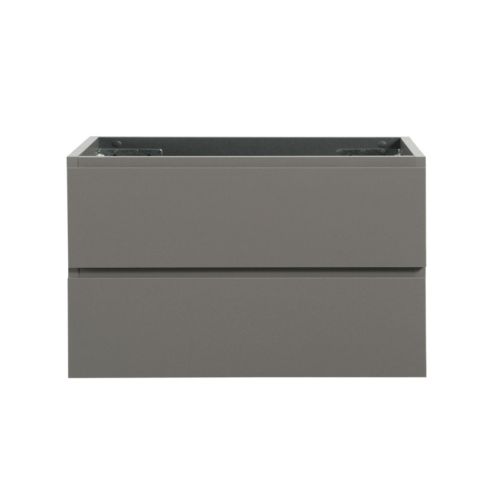 Alice-24W-102,Wall mount cabinet WITHOUT basin, Gray color, with two drawers, Pre-assembled