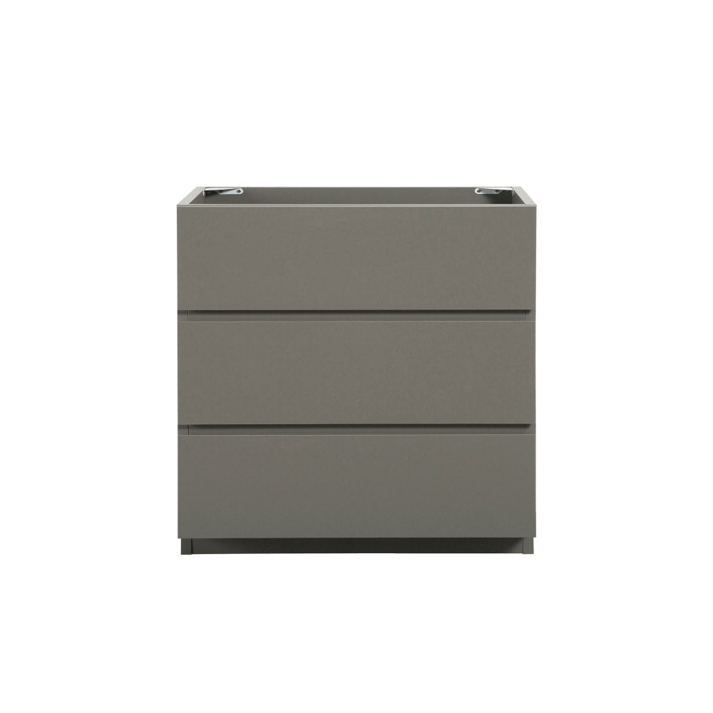 Alice-36F-102,Floor cabinet WITHOUT basin, Gray color, With three drawers, Pre-assembled