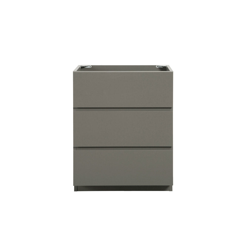 Melamine cabinet Alice-24F-102,Floor cabinet WITHOUT basin, Gray color, With three drawers, Pre-assembled