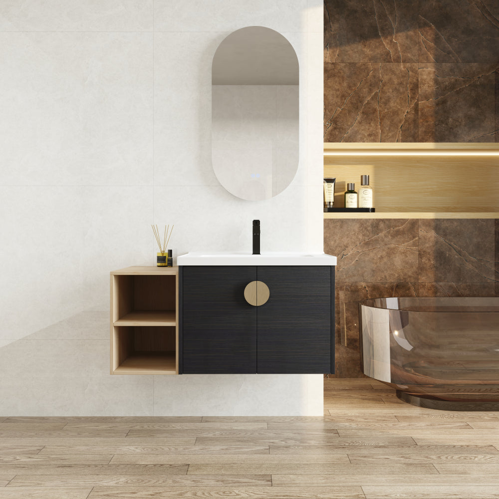 28 Inch Soft Close Doors Bathroom Vanity With Sink, For Small Bathroom (KD-Packing)