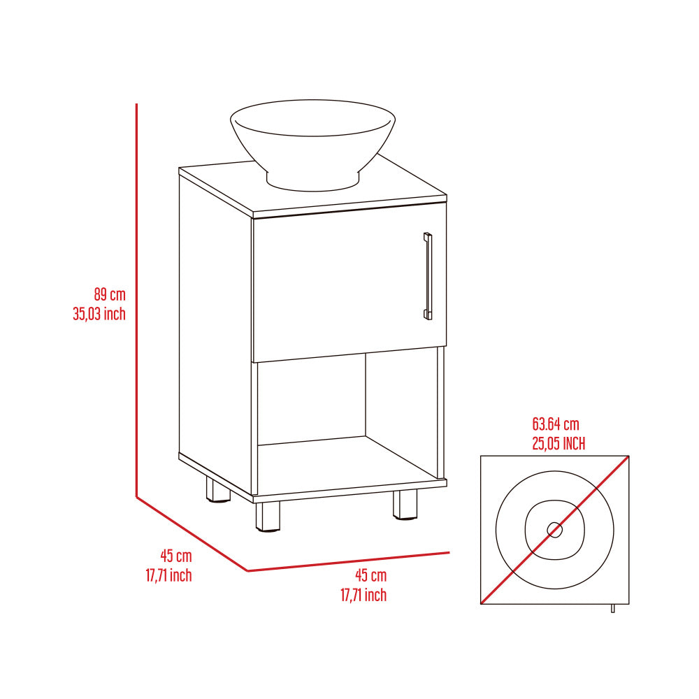 Gouda 18" Single Bathroom Vanity, One Open Shelf, Single Door Cabinet -White