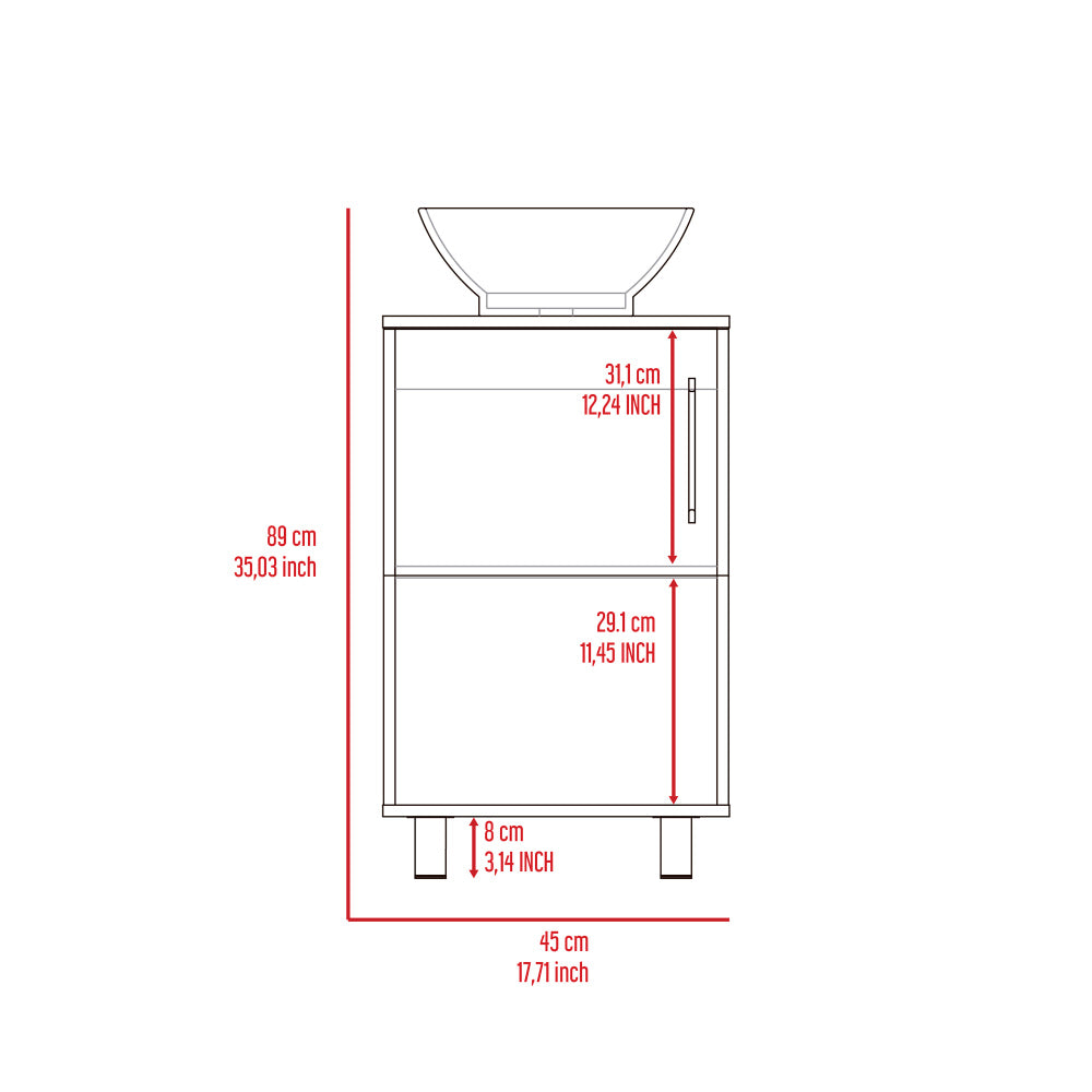 Gouda 18" Single Bathroom Vanity, One Open Shelf, Single Door Cabinet -White
