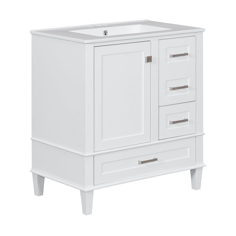 30" Bathroom Vanity in Green, Modern Bathroom Cabinet with Sink Combo Set, Bathroom Storage Cabinet with a Soft Closing Door and 3 Drawers, Solid Wood Frame