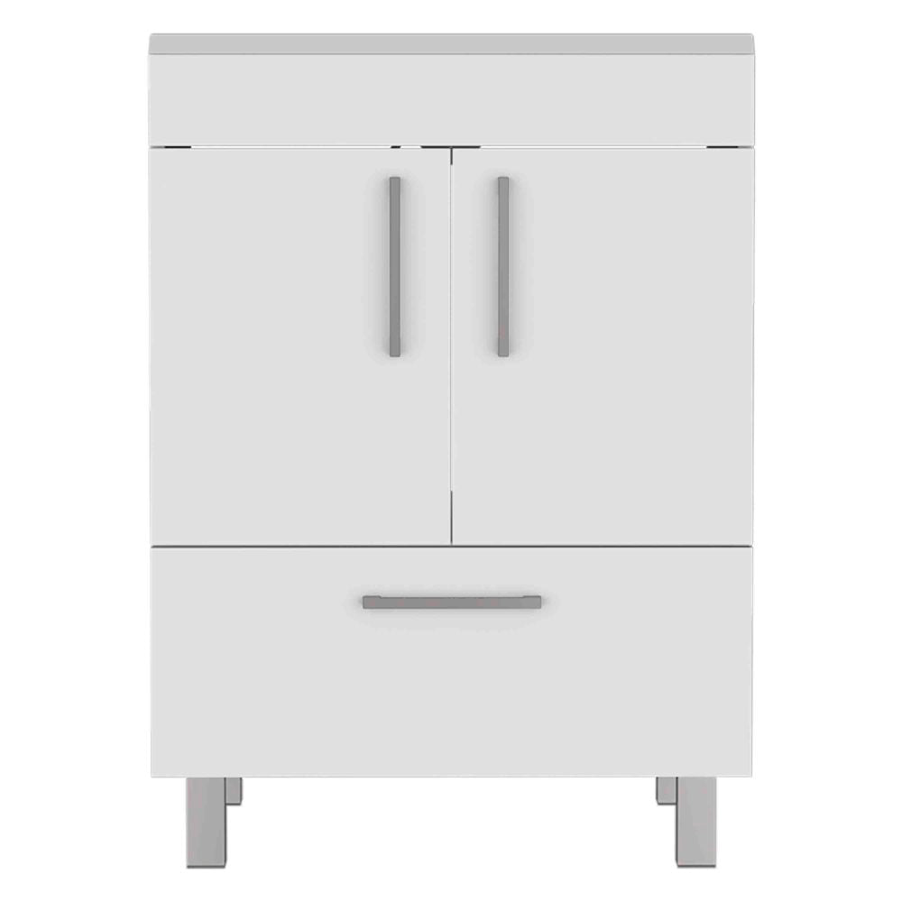 Velloc Single Bathroom Vanity, Double Door Cabinet, One Drawer -White