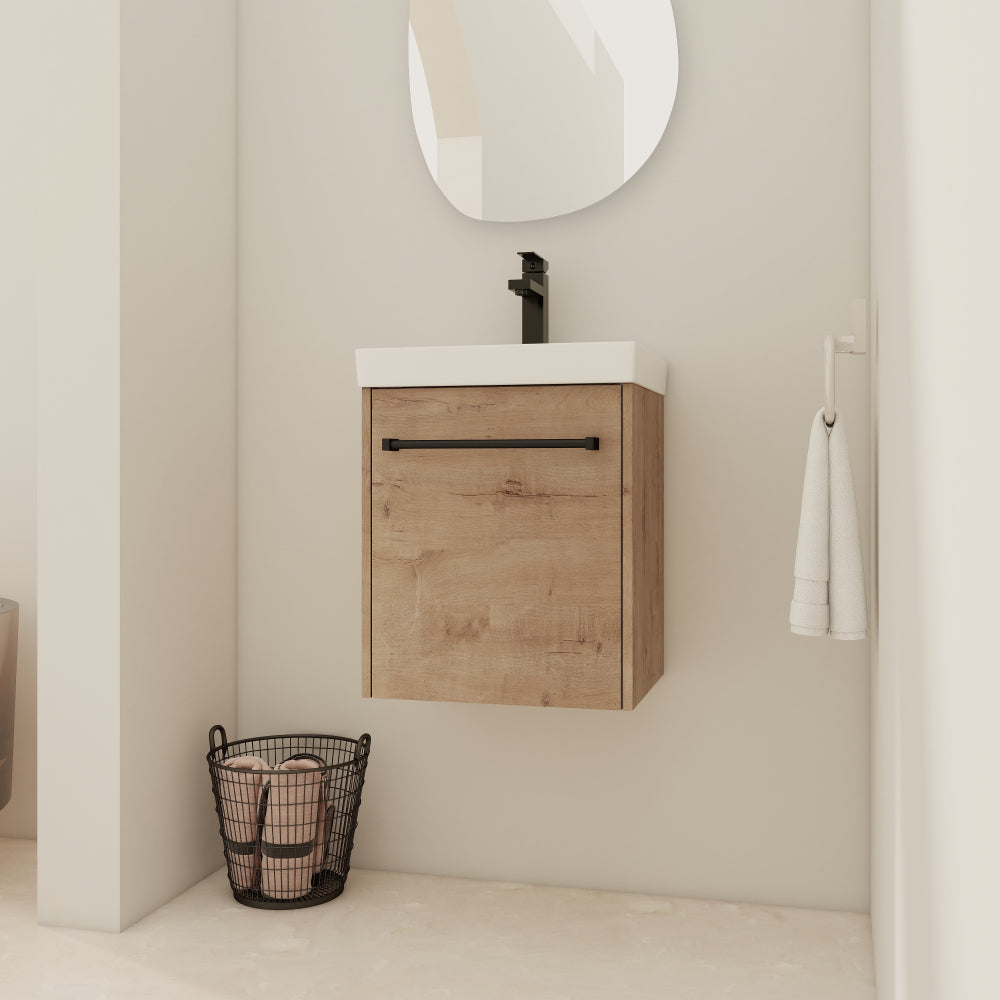 Melamine cabinet 20'' Floating Wall-Mounted Bathroom Vanity with Resin Sink & Soft-Close Cabinet Door