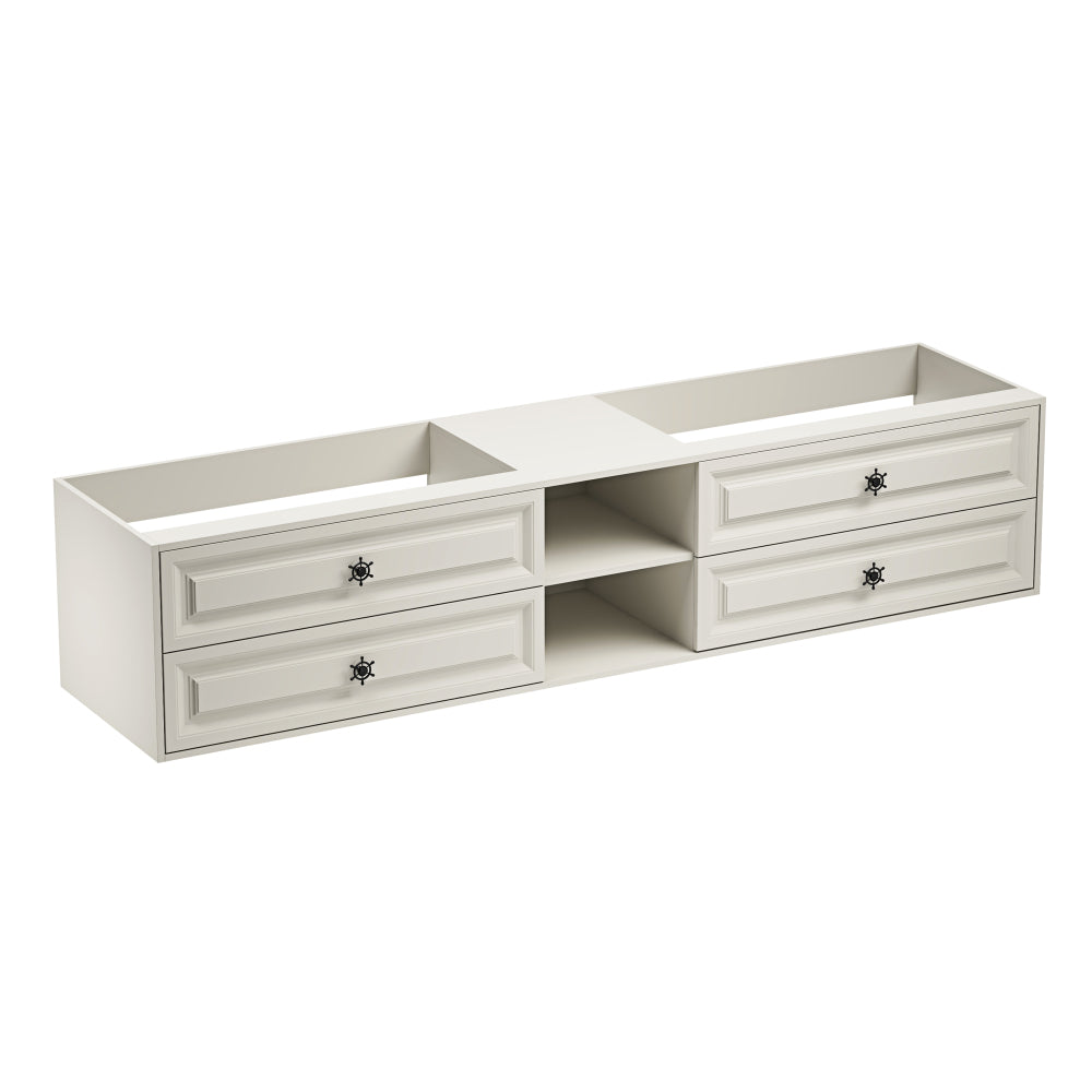 84" Wall Hung Bathroom Vanity Cabinet Fits Double Sinks, Cabinet Only (Countertop and Sinks Not Included)