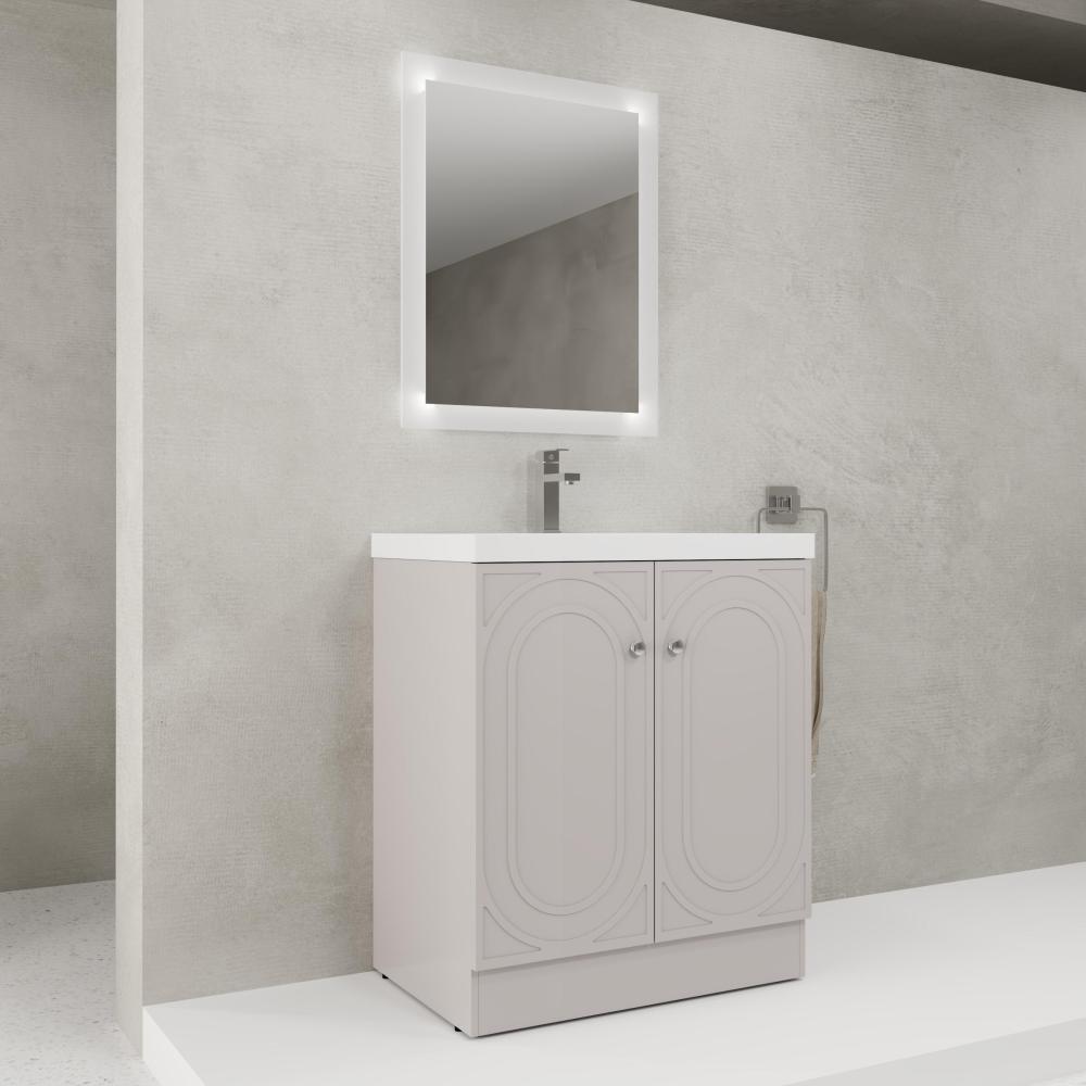 36" Freestanding Bathroom Vanity with White Resin Sink & 2 Soft-Close Cabinet Doors (KD-Packing)