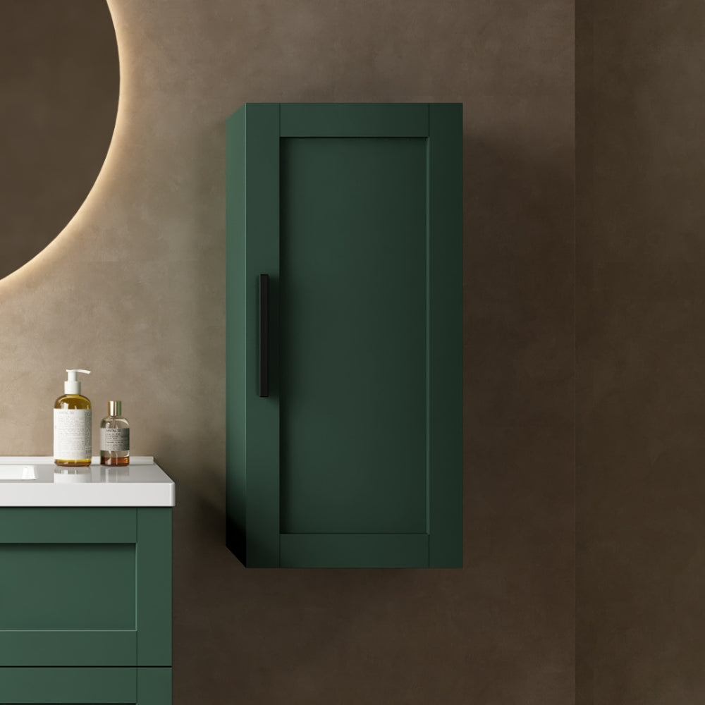 JOVI 14" Wall-Mounted Floating Bathroom Vanity Side Cabinet with a Door and a Shelf, (Suitable for JODI Bathroom Vanity), Green Color
