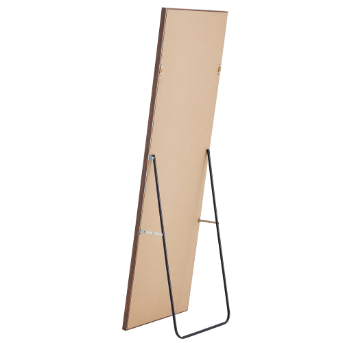 Third generation packaging upgrade, thickened border, brown wood grain solid wood frame full length mirror, dressing mirror, bedroom entrance, decorative mirror, and floor standing mirror. 57.9"*18.1"
