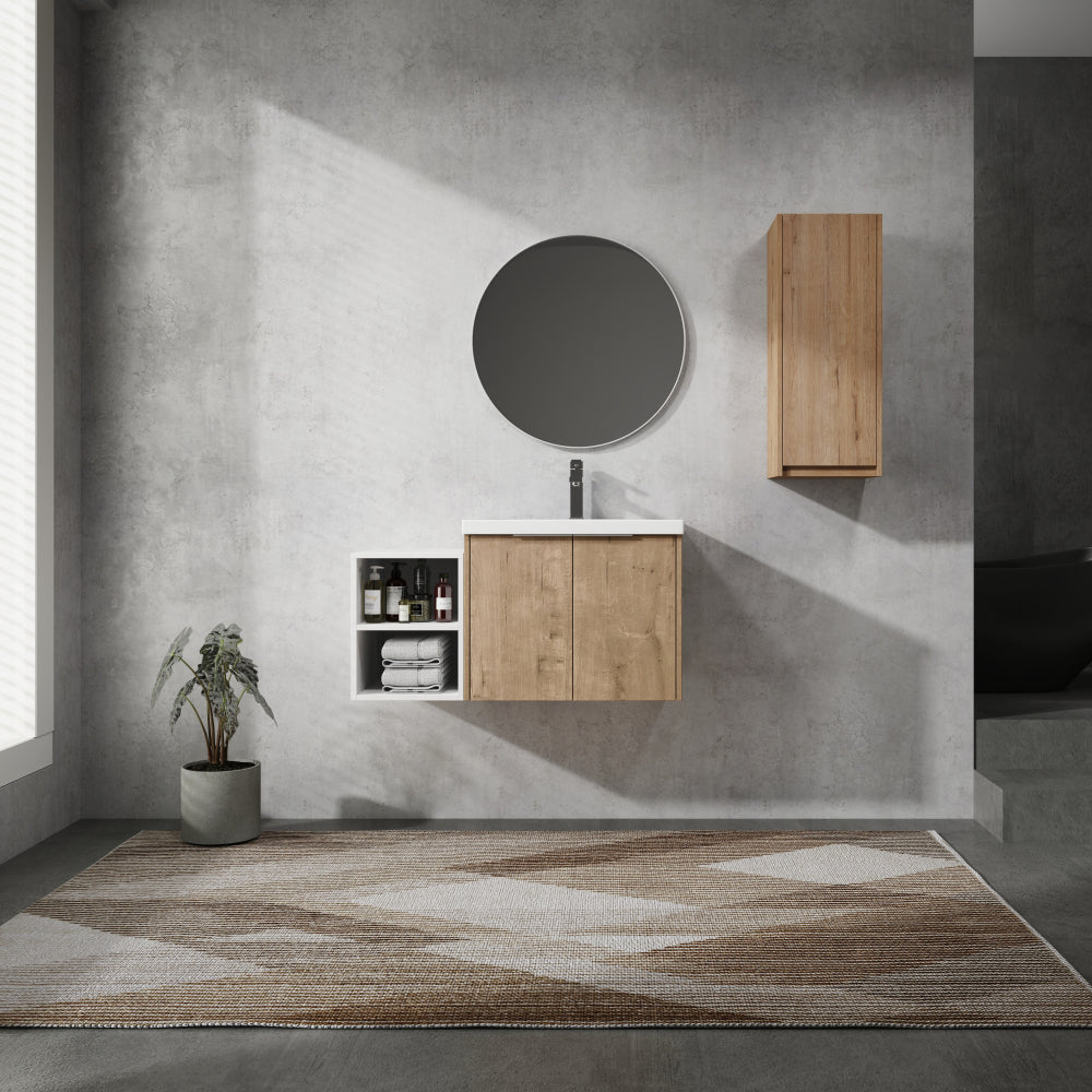 42" Wall-Mounted Bathroom Vanity With Sink and Side Cabinet, Soft Close Doors,00112IMOx2-0630IMO-0612GWH Combination Cabinet(KD-Packing)