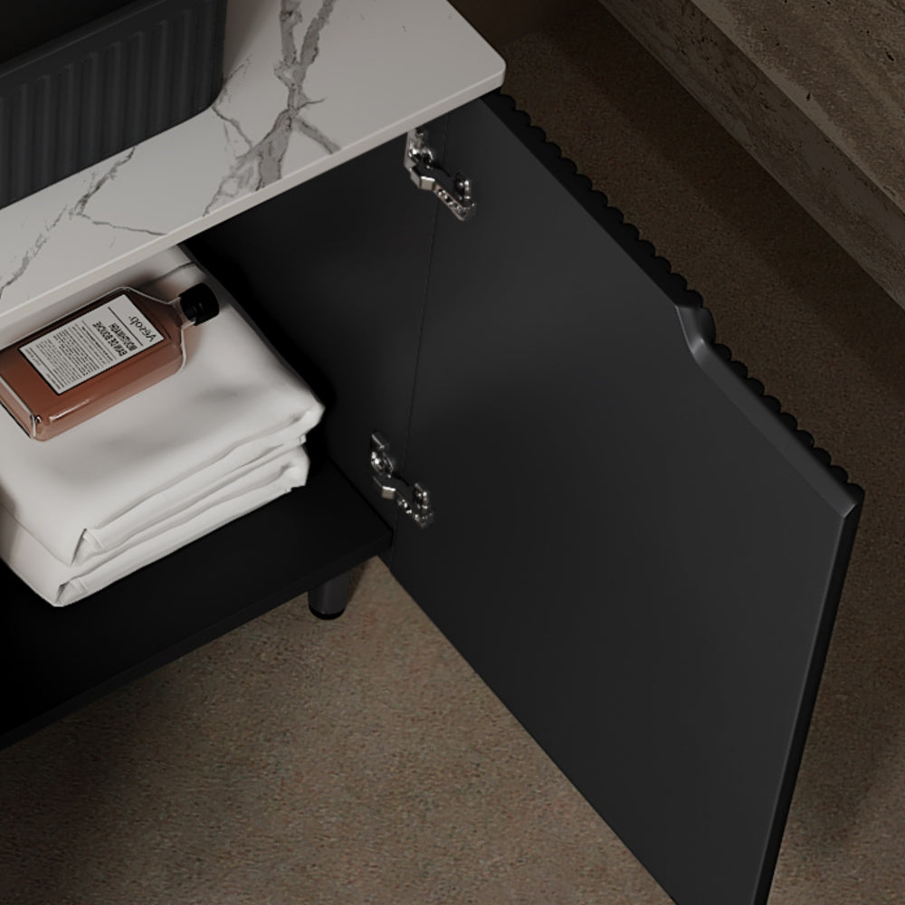 TURIO 30" Freestanding Cabinet without Basin, with Carrara White Sintered Stone Counter Top and 2 Doors, Black Color