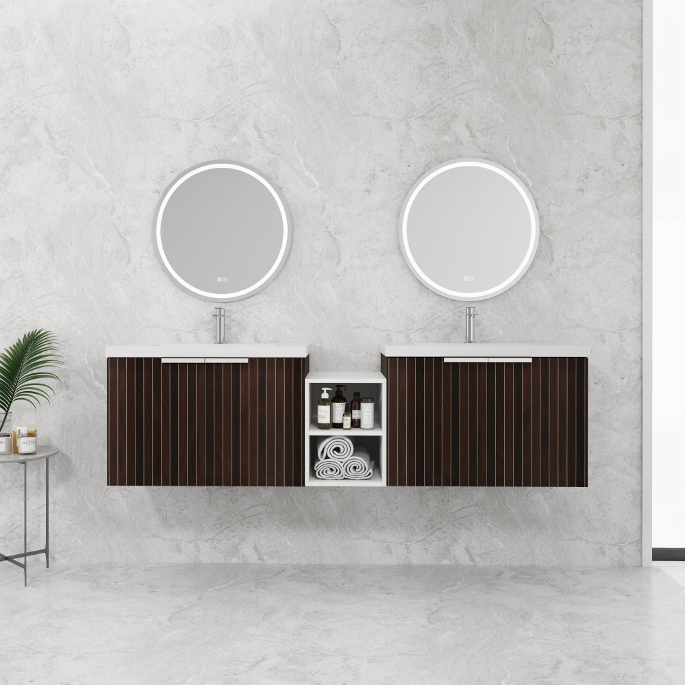 24 Inch Bathroom Cabinet With Resin Sink,Soft Close Doors,Float Mounting Design, For Small Bathroom