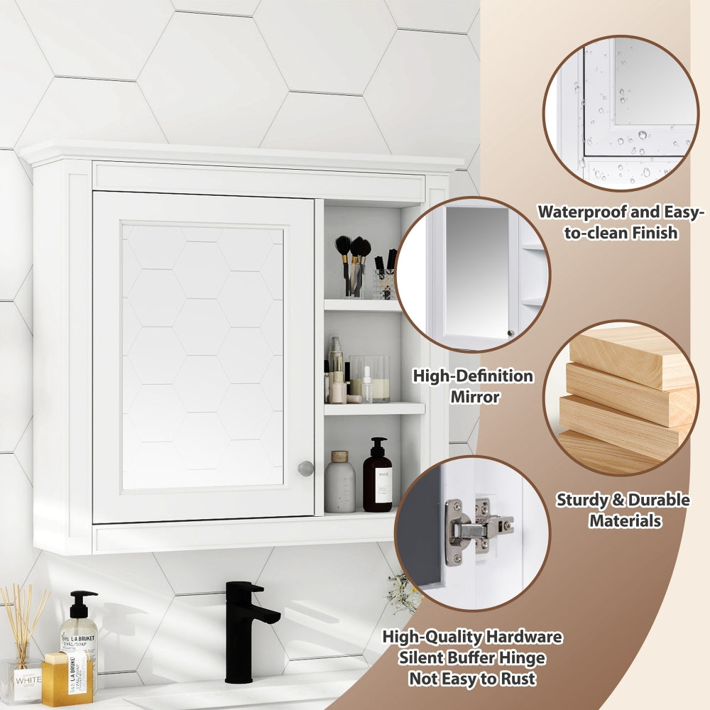 30'' x 28'' Medicine Cabinet, Wall Mounted Bathroom Storage Cabinet, Modern Bathroom Wall Cabinet with Mirror,Medicine Cabinet, Mirror Cabinet with 3 Open Shelves (Not Include Bathroom Vanity )