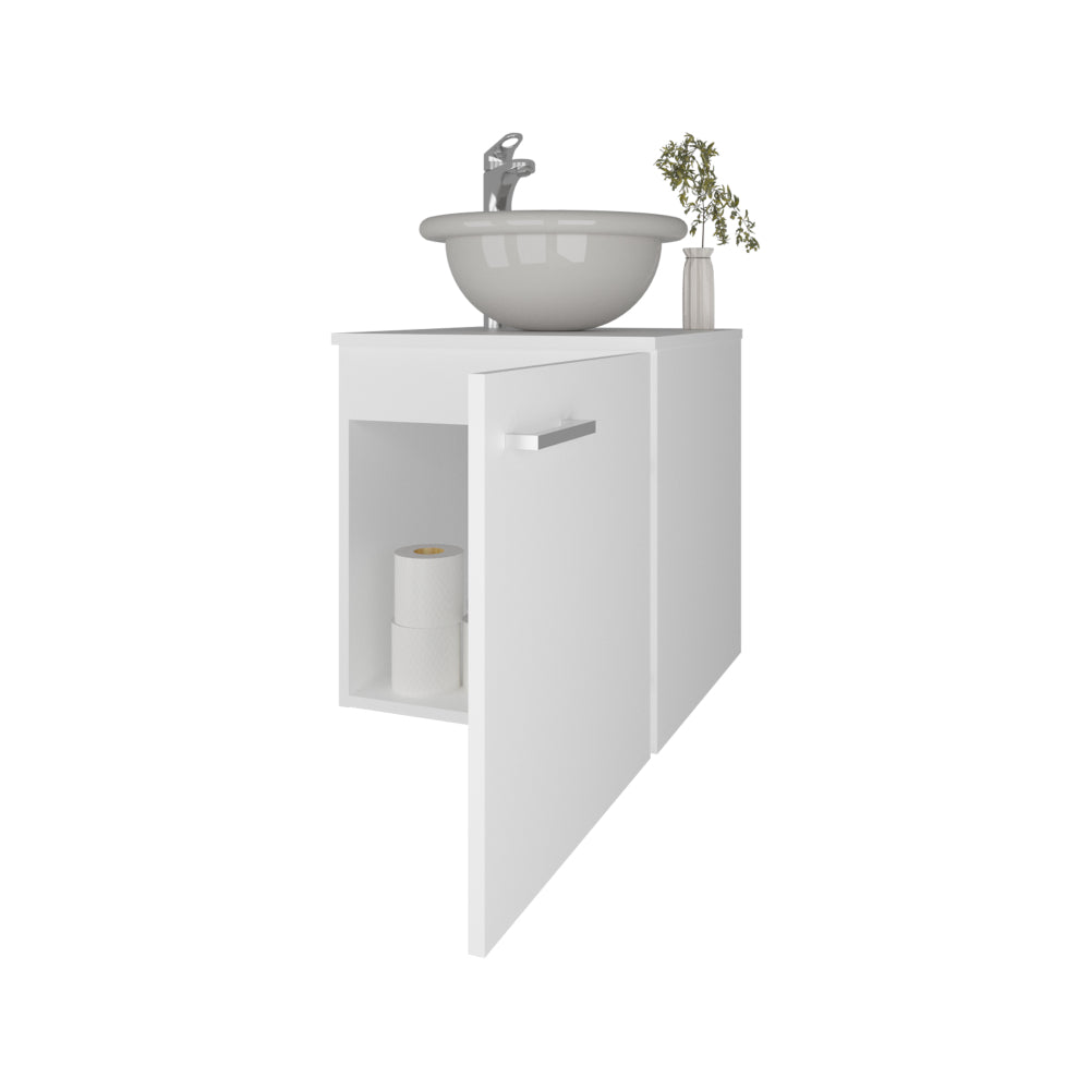 FM FURNITURE Pirtleville Bathroom Vanity with Integrated Sink and Faucet, White